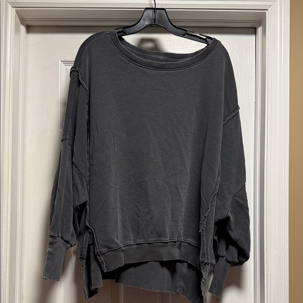 We The Free Charcoal Gray Crew Neck Sweater